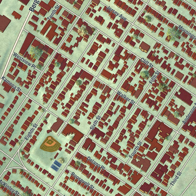 Close-up of the map of Fairview, New Jersey print showing street and building detail