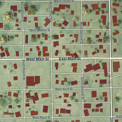 Close-up of the map of San Jose, Illinois print showing street and building detail