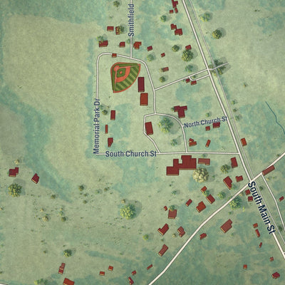 Close-up of the map of Heflin, Louisiana print showing street and building detail