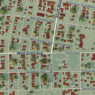 Close-up of the map of Fowler, Colorado print showing street and building detail