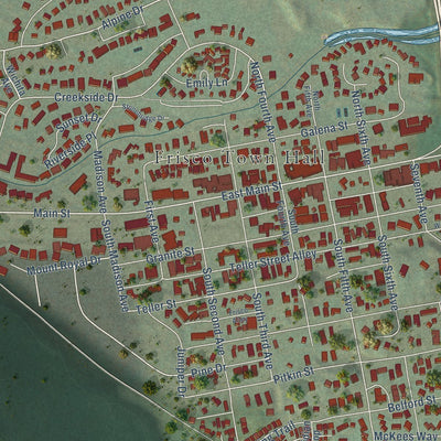 Close-up of the map of Frisco, Colorado print showing street and building detail