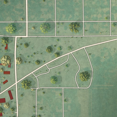 Close-up of the map of Cornish, Oklahoma print showing street and building detail