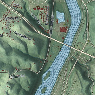 Close-up of the map of North Buffalo, Pennsylvania print showing street and building detail