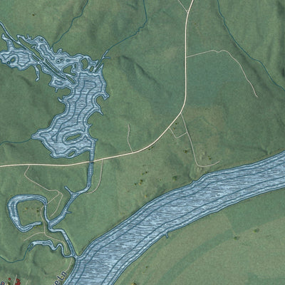 Close-up of the map of Saltillo, Tennessee print showing street and building detail