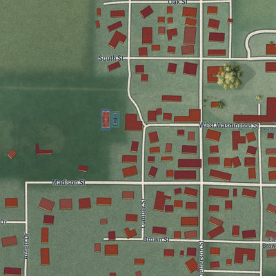 Close-up of the map of Pitsburg, Ohio print showing street and building detail