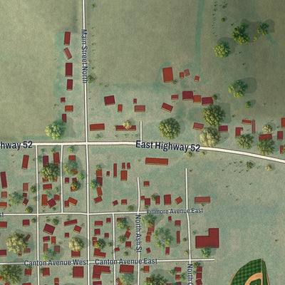 Close-up of the map of Canton, Minnesota print showing street and building detail