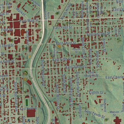 Close-up of the map of Fort Scott, Kansas print showing street and building detail