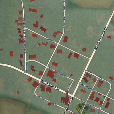 Close-up of the map of Patterson, Ohio print showing street and building detail
