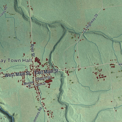 Close-up of the map of Chateaugay, New York print showing street and building detail