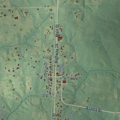 Close-up of the map of Norwood, Louisiana print showing street and building detail
