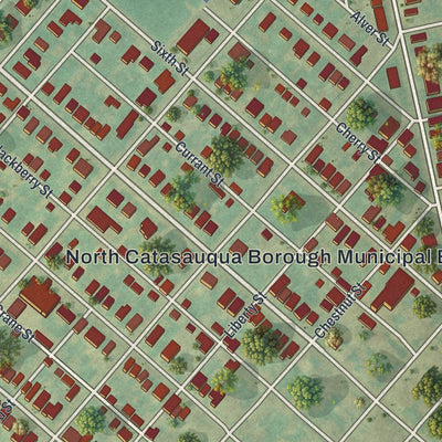 Close-up of the map of North Catasauqua, Pennsylvania print showing street and building detail