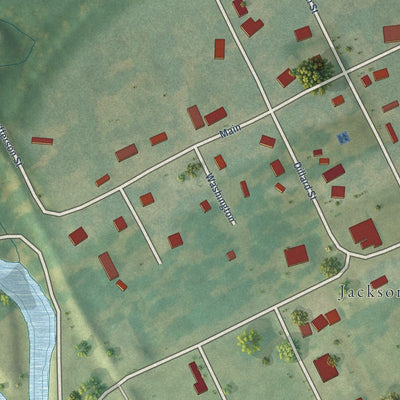 Close-up of the map of Jacksonport, Arkansas print showing street and building detail