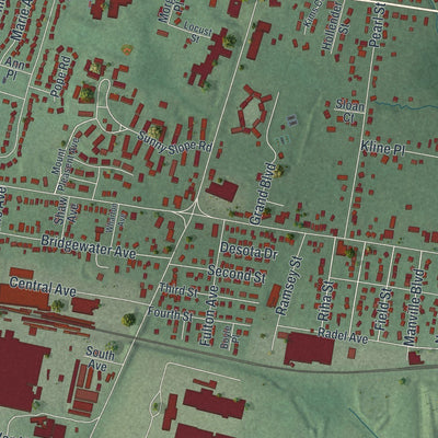Close-up of the map of Finderne, New Jersey print showing street and building detail