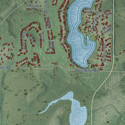 Close-up of the map of Lake Barrington, Illinois print showing street and building detail