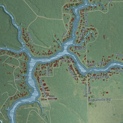 Close-up of the map of Clement, Michigan print showing street and building detail