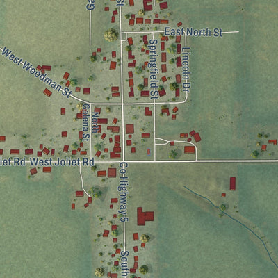 Close-up of the map of Lisbon, Illinois print showing street and building detail