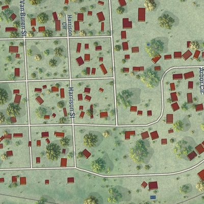 Close-up of the map of Bennet, Nebraska print showing street and building detail