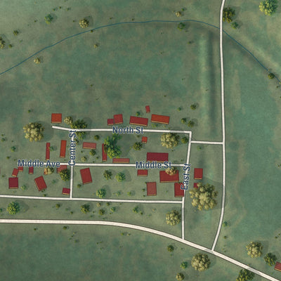 Close-up of the map of Simpson, Illinois print showing street and building detail