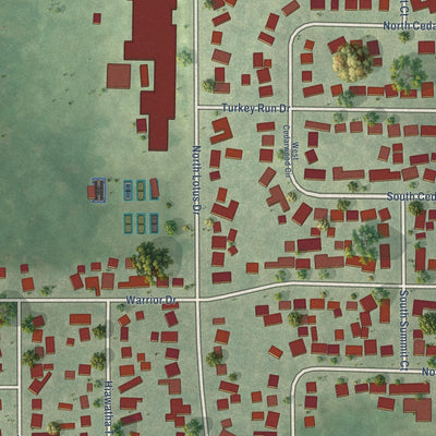 Close-up of the map of Round Lake Heights, Illinois print showing street and building detail