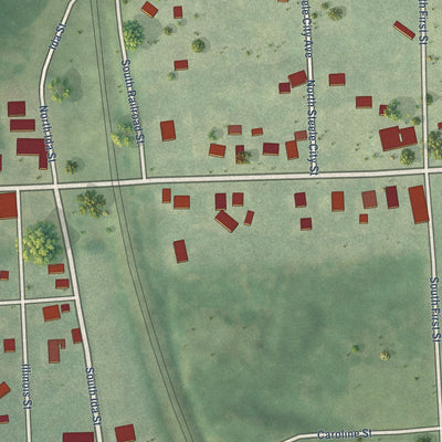 Close-up of the map of Steele City, Nebraska print showing street and building detail