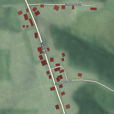 Close-up of the map of Miltonsburg, Ohio print showing street and building detail
