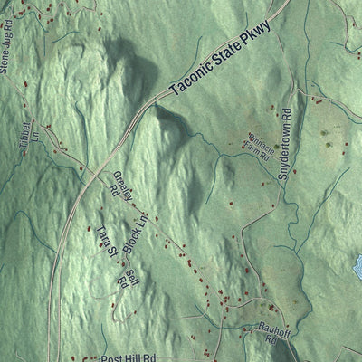 Close-up of the map of Taghkanic, New York print showing street and building detail