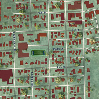 Close-up of the map of Humphrey, Nebraska print showing street and building detail