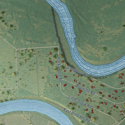 Close-up of the map of Simonton, Texas print showing street and building detail