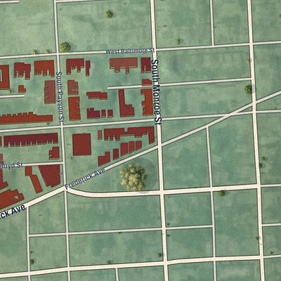 Close-up of the map of Boyd-Booth, Maryland print showing street and building detail