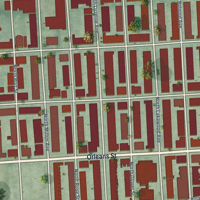 Close-up of the map of McElderry Park, Maryland print showing street and building detail