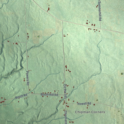 Close-up of the map of Locke, New York print showing street and building detail