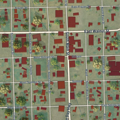 Close-up of the map of Condon, Oregon print showing street and building detail