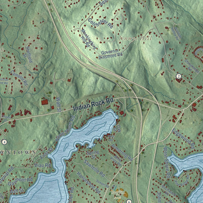 Close-up of the map of Windham, New Hampshire print showing street and building detail