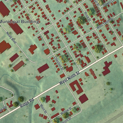 Close-up of the map of Trainer, Pennsylvania print showing street and building detail