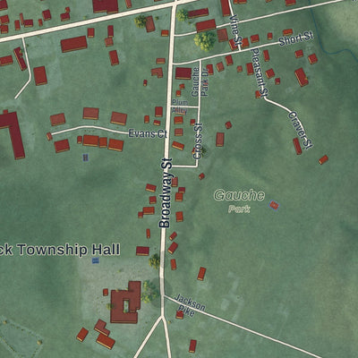 Close-up of the map of Owensville, Ohio print showing street and building detail