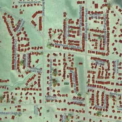 Close-up of the map of Duvall, Washington print showing street and building detail