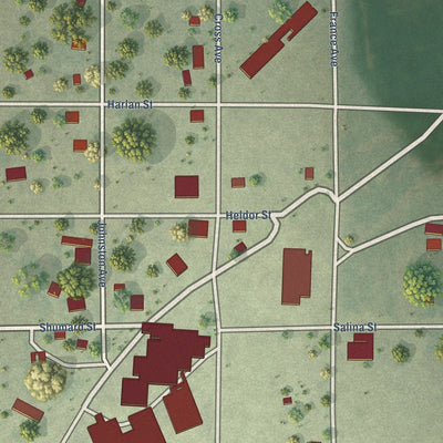 Close-up of the map of Ragan, Nebraska print showing street and building detail