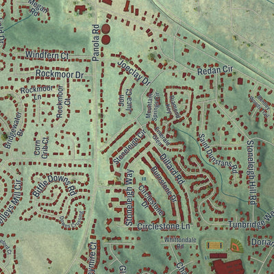 Close-up of the map of Redan, Georgia print showing street and building detail