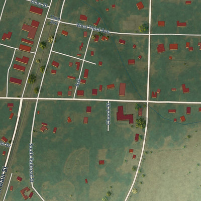 Close-up of the map of Portland, Arkansas print showing street and building detail