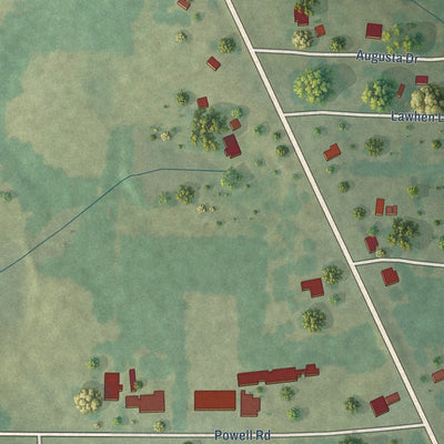 Close-up of the map of Libertyville, Alabama print showing street and building detail