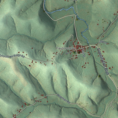 Close-up of the map of Blaine, Pennsylvania print showing street and building detail