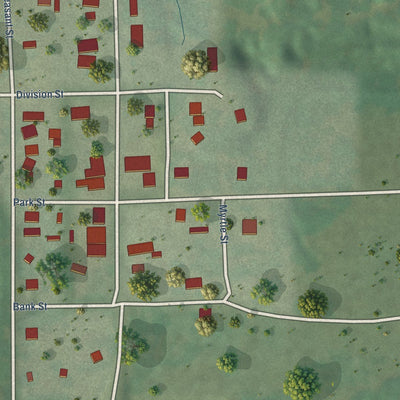 Close-up of the map of Bristow, Nebraska print showing street and building detail