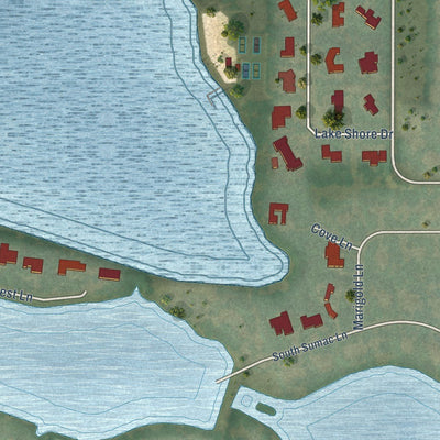 Close-up of the map of Bow Mar, Colorado print showing street and building detail