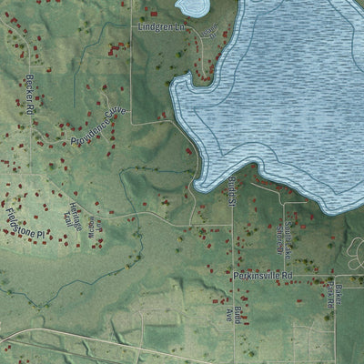 Close-up of the map of Independence, Minnesota print showing street and building detail