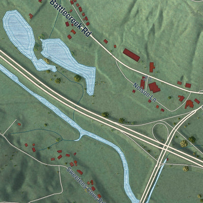 Close-up of the map of Kimball, Tennessee print showing street and building detail