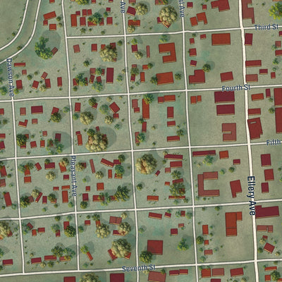 Close-up of the map of Fairview, Montana print showing street and building detail