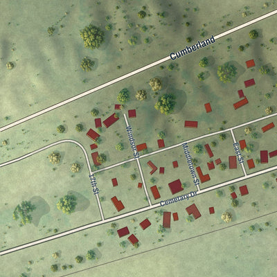 Close-up of the map of Jewett, Illinois print showing street and building detail