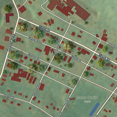 Close-up of the map of Green Lane, Pennsylvania print showing street and building detail