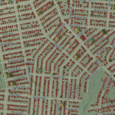 Close-up of the map of South Farmingdale, New York print showing street and building detail