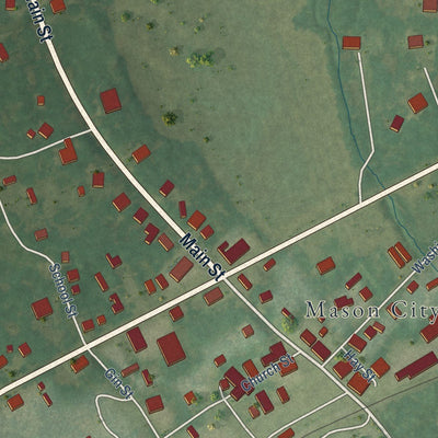 Close-up of the map of Mason, Tennessee print showing street and building detail